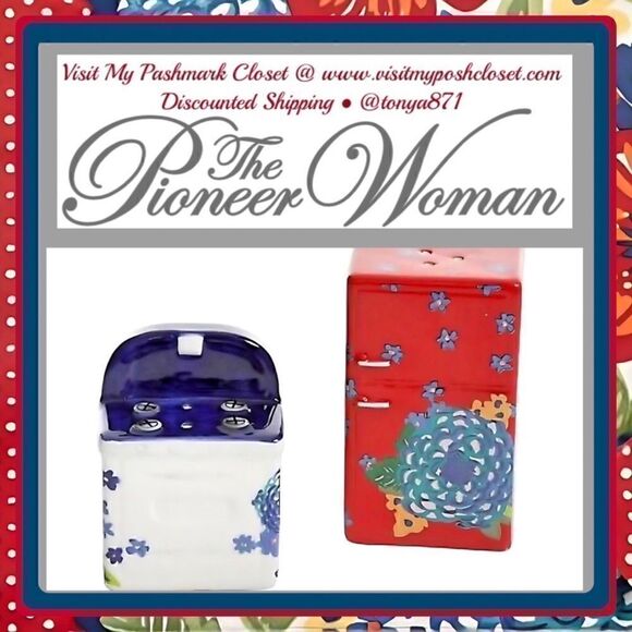 🦋 EUC Pioneer Woman Dazzling Daliha Stove & Refrigerator Salt & Pepper Shakers - Picture 3 of 5
